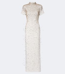 La Fuori Là Fuori Seraphina embellished feather-trimmed gown