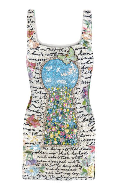 La Fuori La Fuori Aurete Enchanted Garden Embroidered Tulle Mini Dress