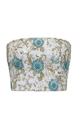 La Fuori La Fuori Blue Metallique Embellished Corset