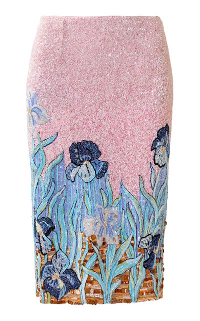 La Fuori La Fuori Blush Serenade Embellished Midi Skirt