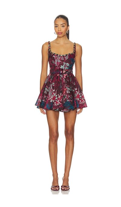 LA FUORI LA FUORI Burgundy Garden Jewel Dress