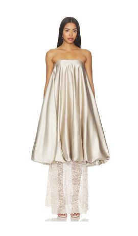 LA FUORI LA FUORI Champagne Lace Gown