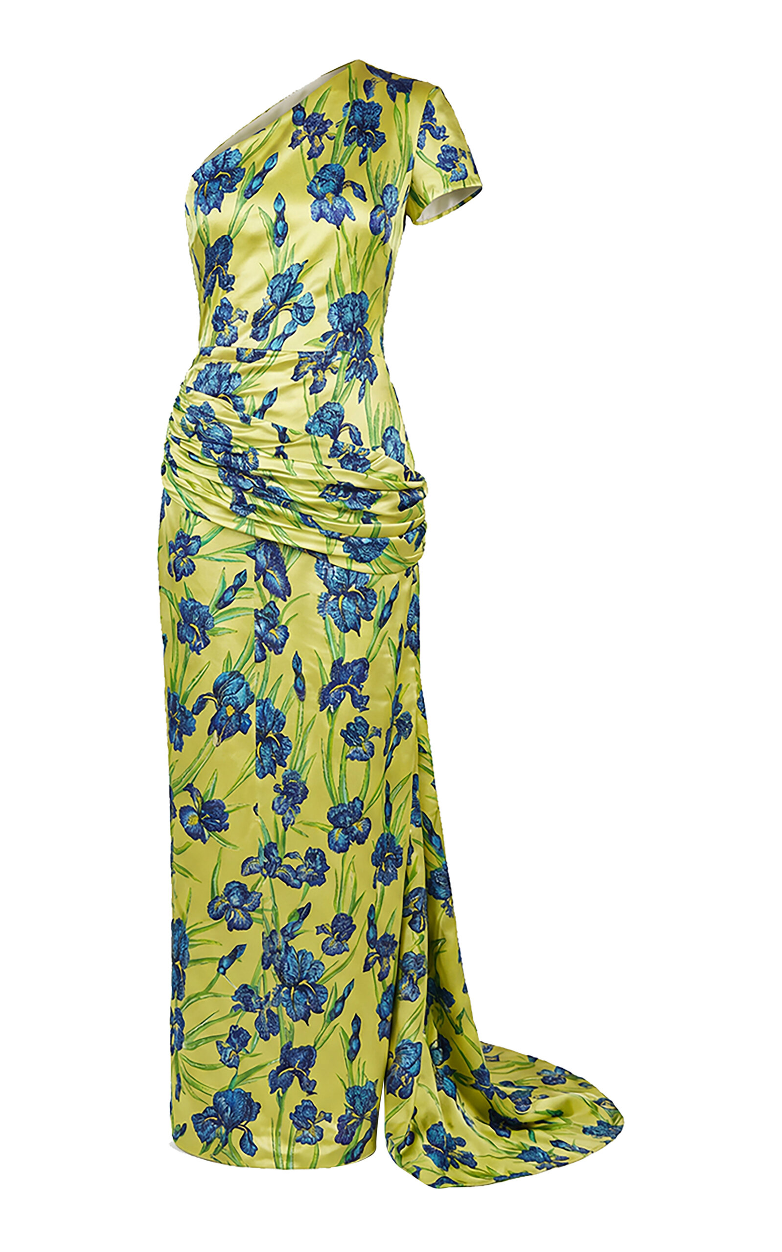 La Fuori La Fuori Citrine Iris OneShoulder Silk Midi Dress