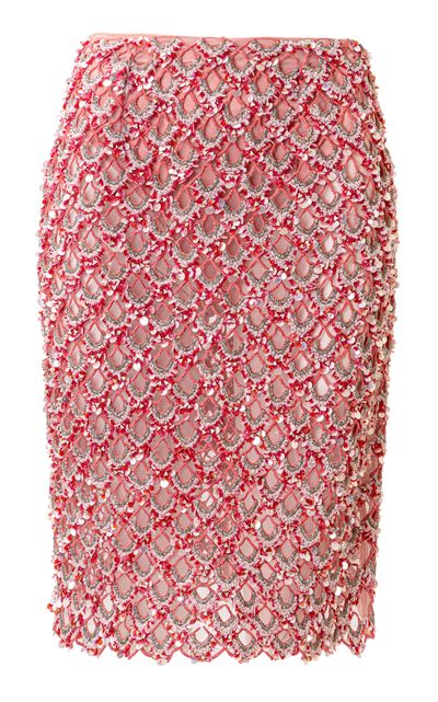 La Fuori La Fuori Coral Cascade Embellished Pencil Skirt