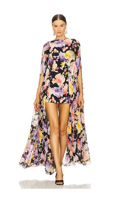 LA FUORI LA FUORI Coralia Gathered Cape Dress