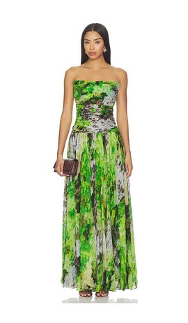 LA FUORI LA FUORI Fairy Fern Printed Draped Dress