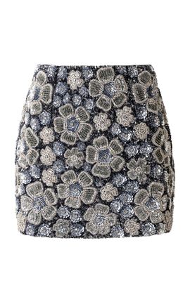 La Fuori La Fuori Frosted Flora Embellished Mini Skirt