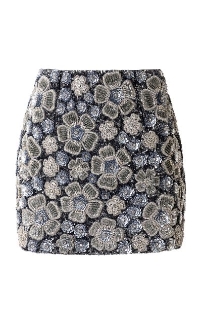 La Fuori La Fuori Frosted Flora Embellished Mini Skirt