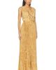LA FUORI LA FUORI Honeydew Printed Draped Gown - 1