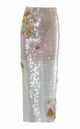 La Fuori La Fuori Ice Bloom Embellished Midi Skirt