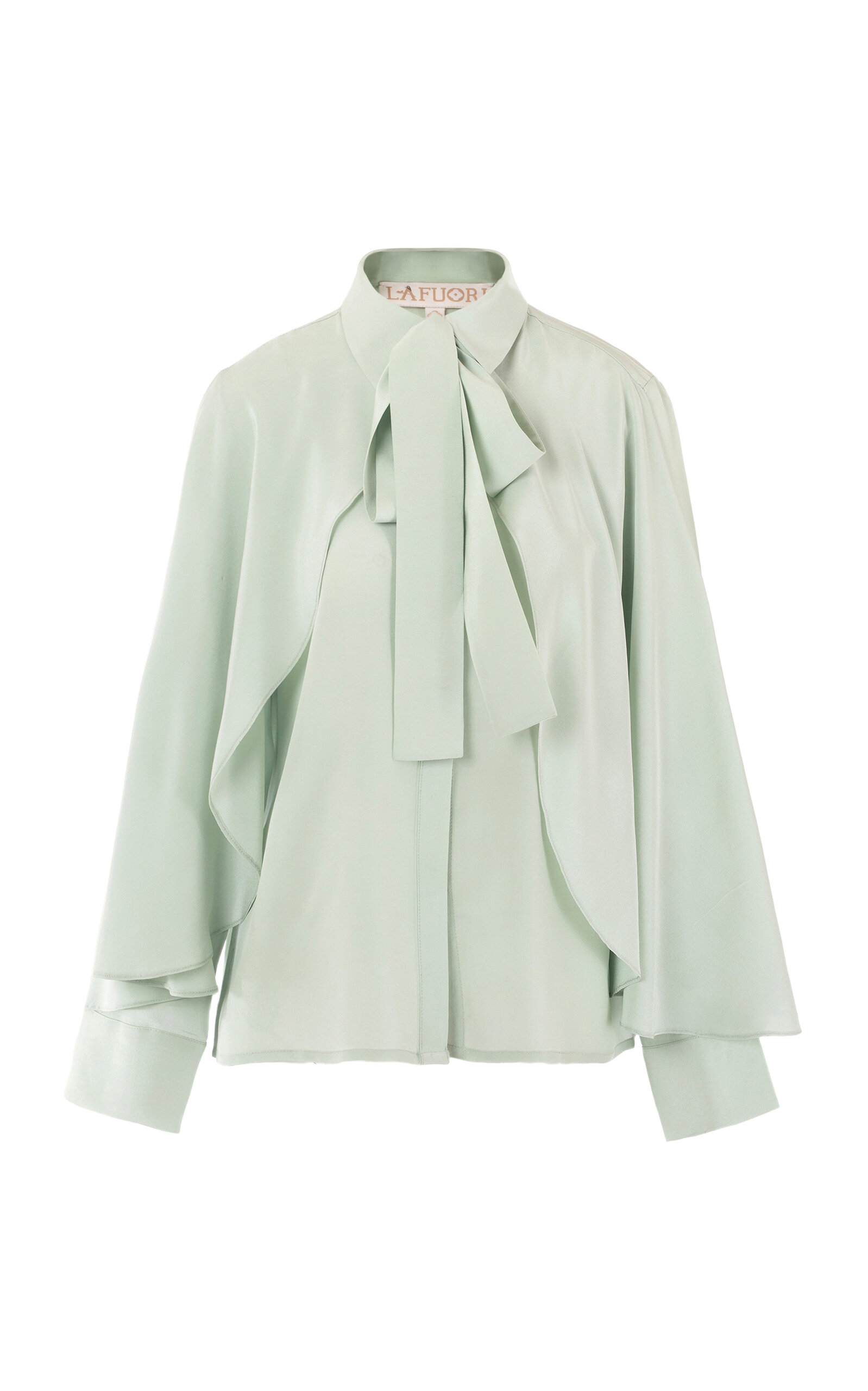 La Fuori La Fuori Mint Secret Spell TieNeck Silk Crepe Top