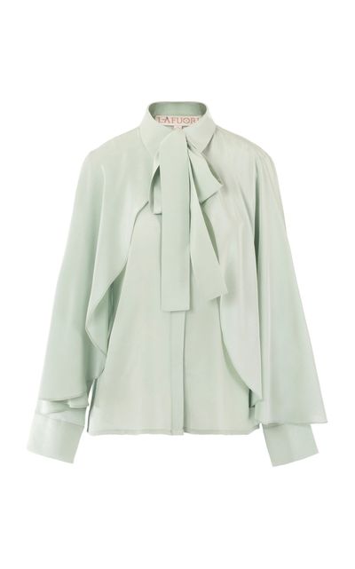 La Fuori La Fuori Mint Secret Spell TieNeck Silk Crepe Top