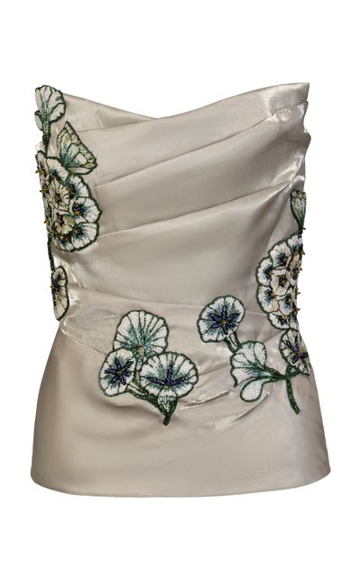 La Fuori La Fuori Minted Sage Embroidered Corset Green XXL