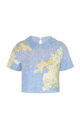 La Fuori La Fuori Mist Wisteria Sequined Top