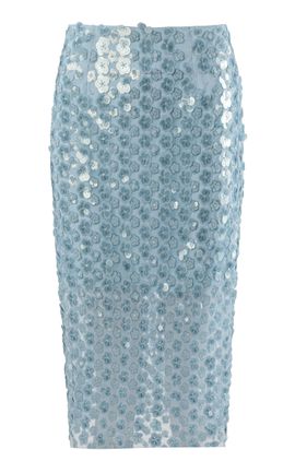 La Fuori La Fuori Moonstone Sequined Midi Skirt