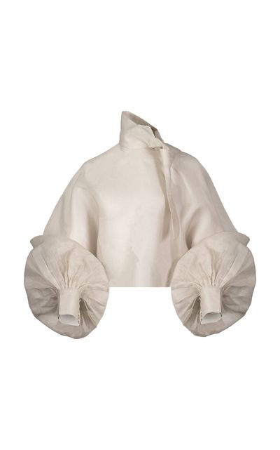 La Fuori La Fuori Pearl TieUp Silk Top White 3XL