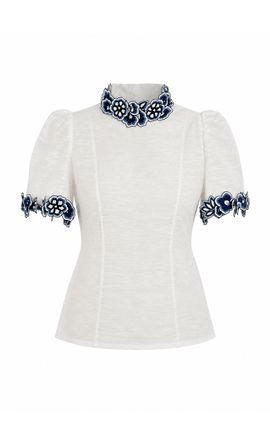La Fuori La Fuori Tuscan Azzurra LinenSilk Top