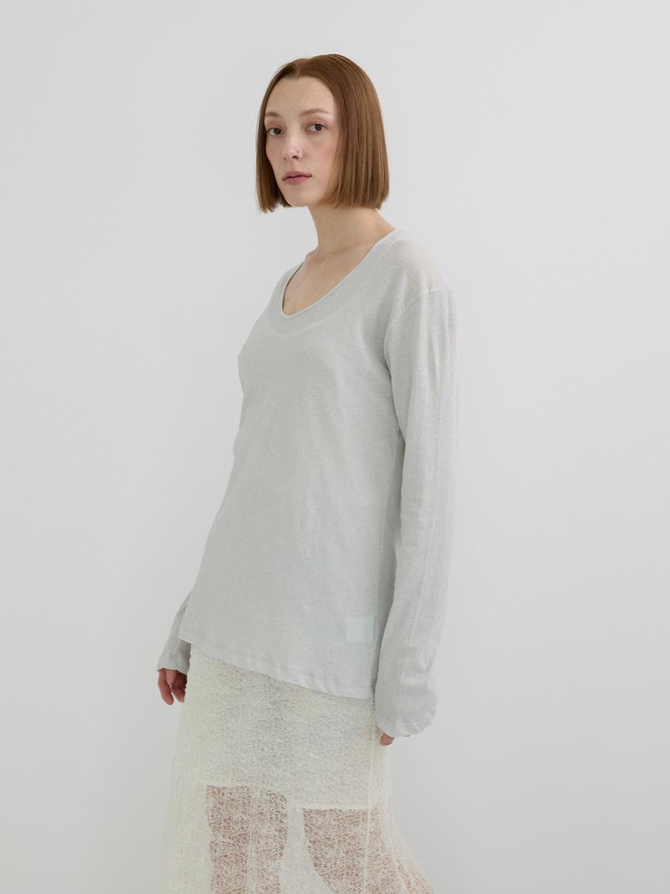 LA KOSMO PIGMENT DRIFT LONG SLEEVE T-SHIRT [LIGHT GRAY]
