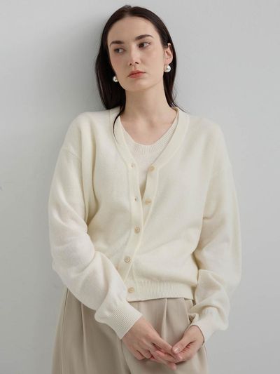 LA KOSMO SPRING CASHMERE CARDIGAN [Light Beige]