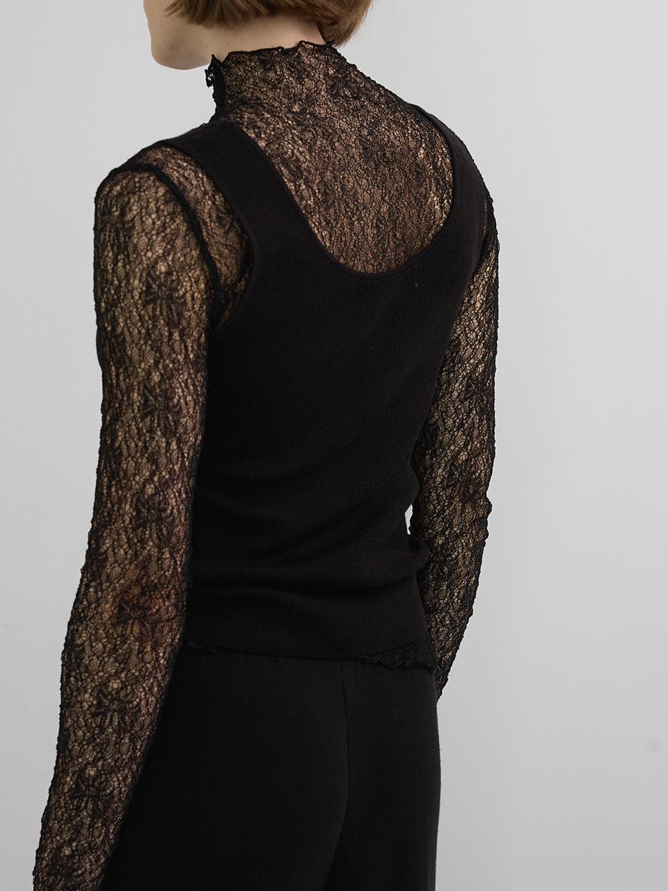 LA KOSMO WEAVE LACE TOP [BLACK]