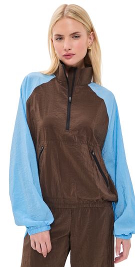 La Ligne La Ligne Half Zip Windbreaker Chocolate/Cerulean