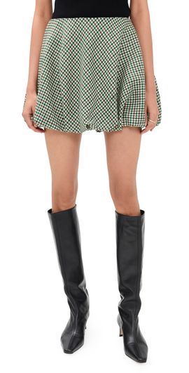 La Ligne La Ligne Houndstooth Bubble Skirt Cream/Forest