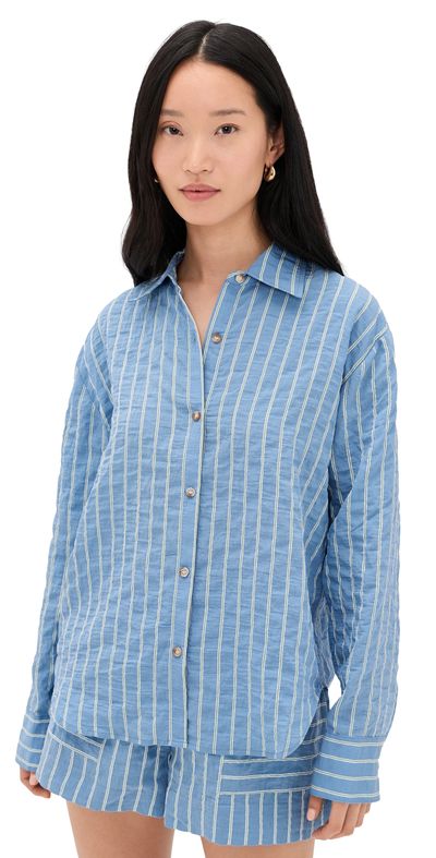 La Ligne La Ligne Oversized Button Down Shirt Chambray Stripe