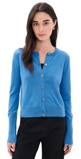 La Ligne La Ligne Solid Lean Lines Cashmere Cardigan Cerulean