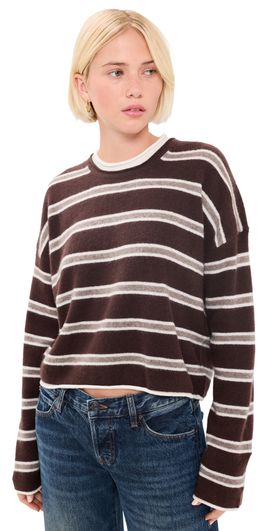 La Ligne La Ligne Striped Dominick Cashmere Sweater Chocolate/Cream/Taupe