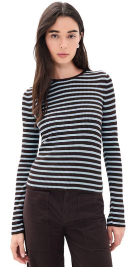 La Ligne La Ligne Striped Fitted Sweater Chocolate/Sky