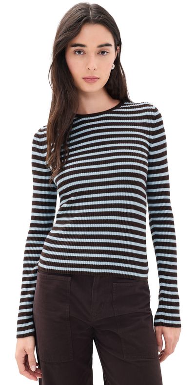 La Ligne La Ligne Striped Fitted Sweater Chocolate/Sky