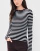 La Ligne La Ligne Striped Fitted Sweater Chocolate/Sky - 2