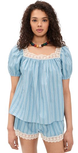 La Maregold La Maregold Eleanor Blouse Blue Floral Stripe