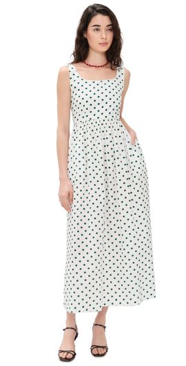 La Maregold La Maregold Emiliana Dress Ivory Green Polka Dot