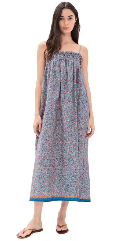 La Maregold La Maregold Sammy Midi Dress Blue Linen Bloom
