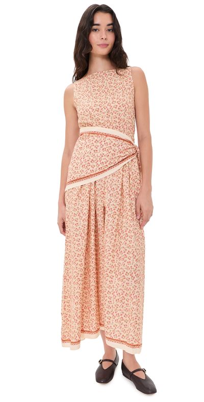 La Maregold La Maregold The Georgina Dress Beige Linen Bloom