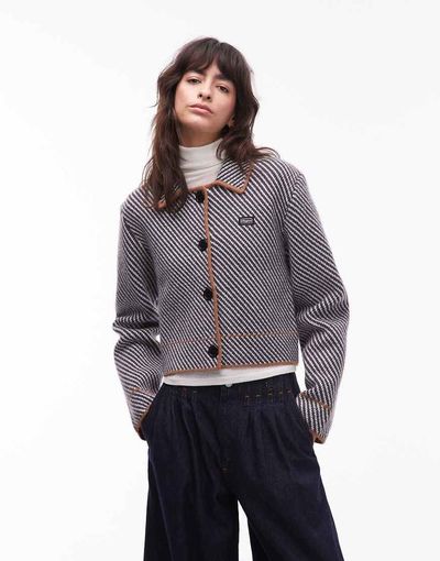 Laagam LAAGAM beverly striped cardigan in gray