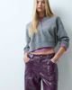 Laagam laagam elwyn textured low rise wide leg pants with stud details in burgandy plum-PURPLE - 4