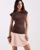 Laagam Laagam Fiora slinky contrast mini dress in brown and pink-Multi - 1