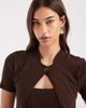Laagam Laagam Gala knit top with cardigan overlay in brown - 2
