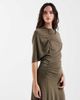 Laagam Laagam Izola asymmetric draped jersey maxi dress in khaki green - 2