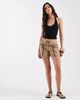 Laagam Laagam Kali mid rise skort with double waistband and tie details in camel-Brown - 2
