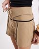 Laagam Laagam Kali mid rise skort with double waistband and tie details in camel-Brown - 4