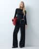 Laagam Laagam kaori texured low rise wide leg pants with belt detail in black - 1