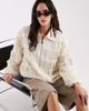 Laagam Laagam Kiara textured bomber jacket in ecru-White - 1