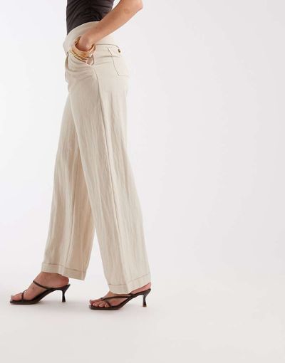 Laagam Laagam leia tailored flow wide leg pants in sand-Neutral