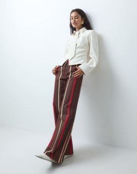 Laagam Laagam leroy striped twill pants in brown and red-Multi