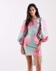 Laagam Laagam Liza Solene puff sleeve mini dress in pink and blue floral-Multi - 1