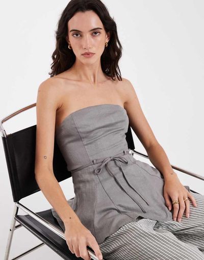 Laagam Laagam lucy bandeau tie back top in gray