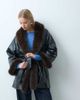 Laagam Laagam Oriane fur trim belted short coat in black - 1